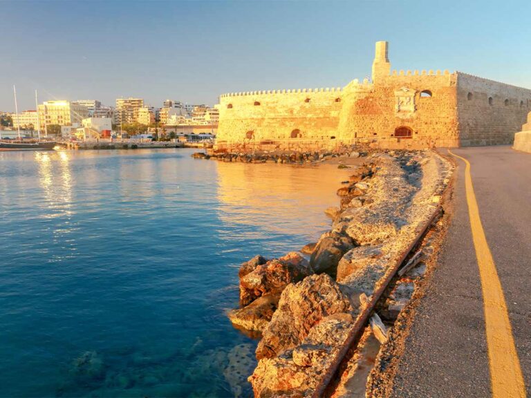 Koules Fortress at Heraklion harbor during sunset, an ideal destination for a trip to Crete – Balos Travel